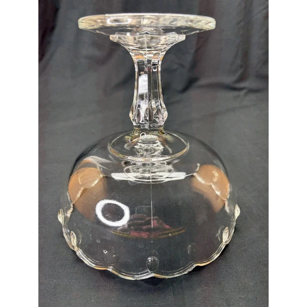 Vintage Indiana Clear Glass Teardrop Scalloped Pedestal Compote Dish 7.5